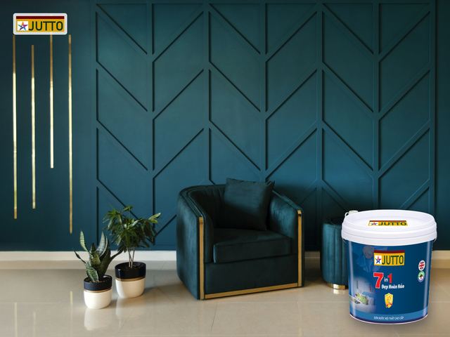 Ảnh bìa: Phòng khách, mảng tường ốp lam